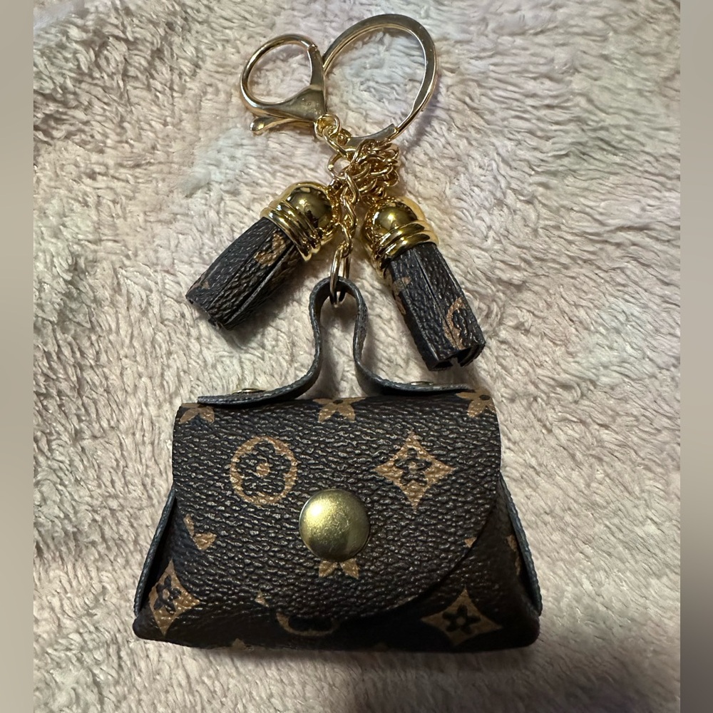 Elegant Brown Keychain or bag charm Pouch NWOT